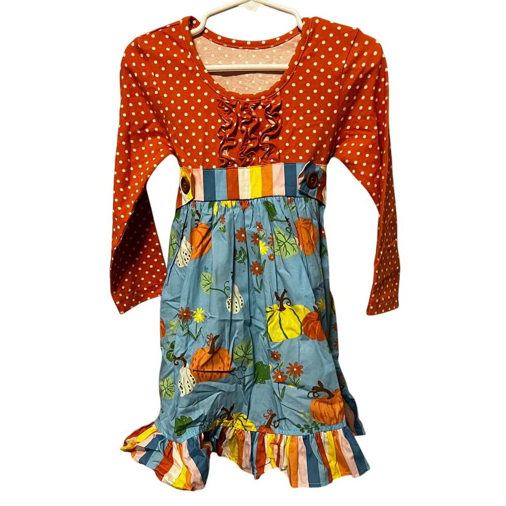 Eleanor Rose Lyla Dress Size 3-4 Pumpkin Fall Knit Cotton